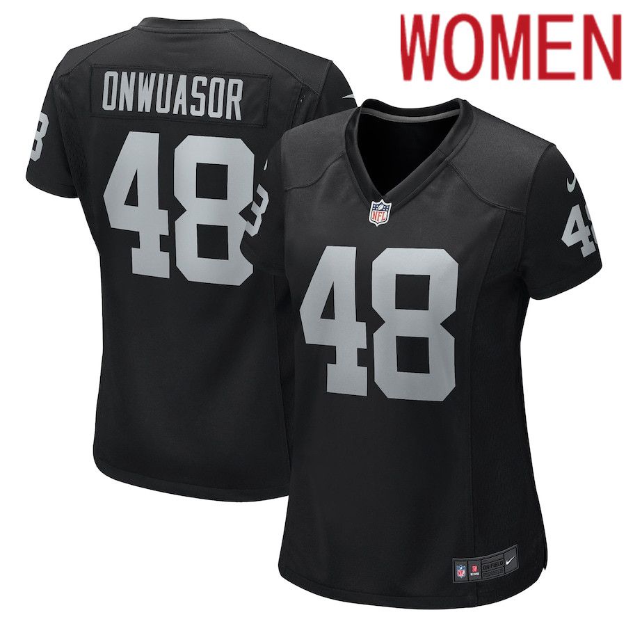 Women Oakland Raiders #48 Patrick Onwuasor Nike Black Game NFL Jersey